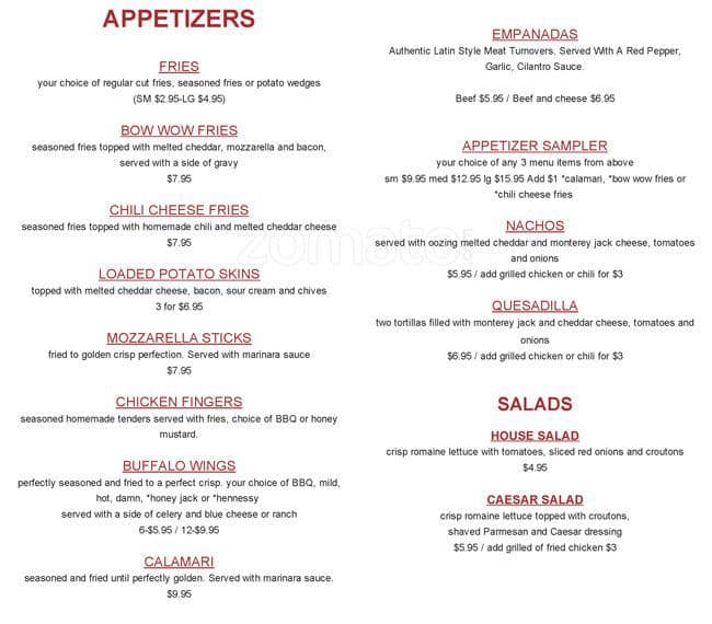 CJ's Bar & Lounge Menu Urbanspoon/Zomato