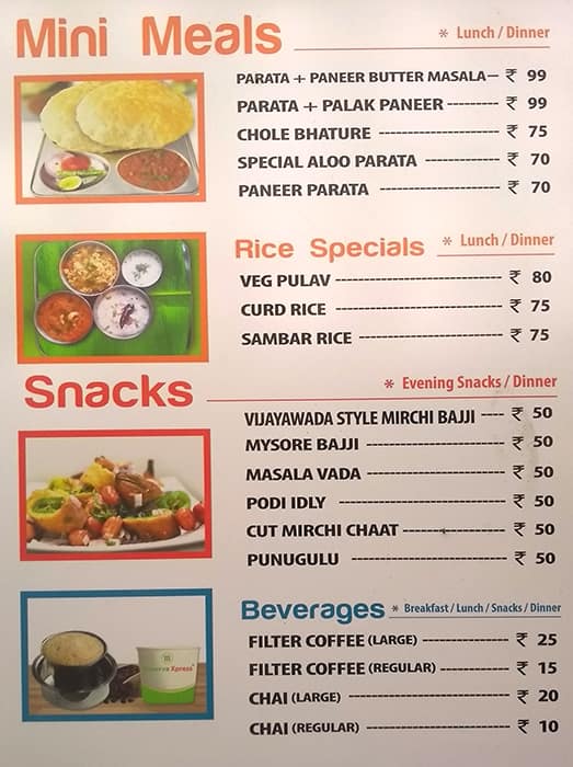 Minerva Express Menu, Menu for Minerva Express, Madhapur, Hyderabad