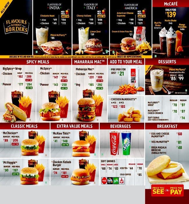 McDonald's Menu, Menu for McDonald's, Vile Parle East, Mumbai Zomato