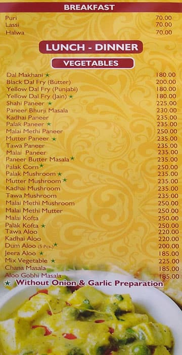 Bawarchi menu
