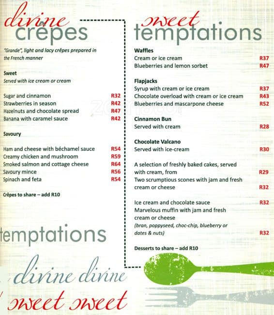 Menu de Caffe Frescatti.