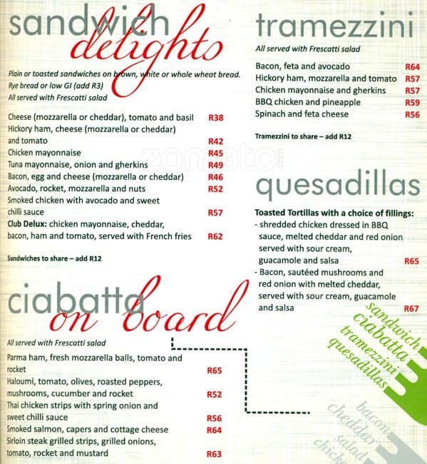 Menu de Caffe Frescatti.