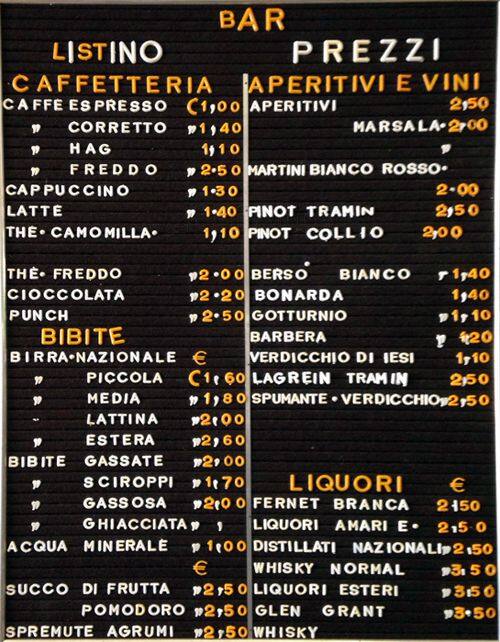 Menu di Enoteca dal 1961 