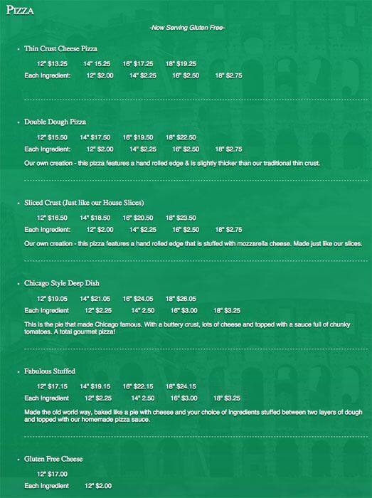 Pizza Bella Menu, Menu for Pizza Bella, Palatine, Chicago Urbanspoon