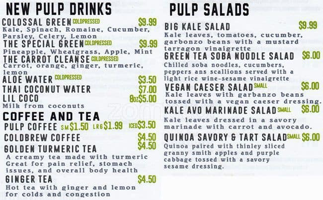 Pulp Menu, Menu for Pulp, Midtown, New York City - Urbanspoon/Zomato