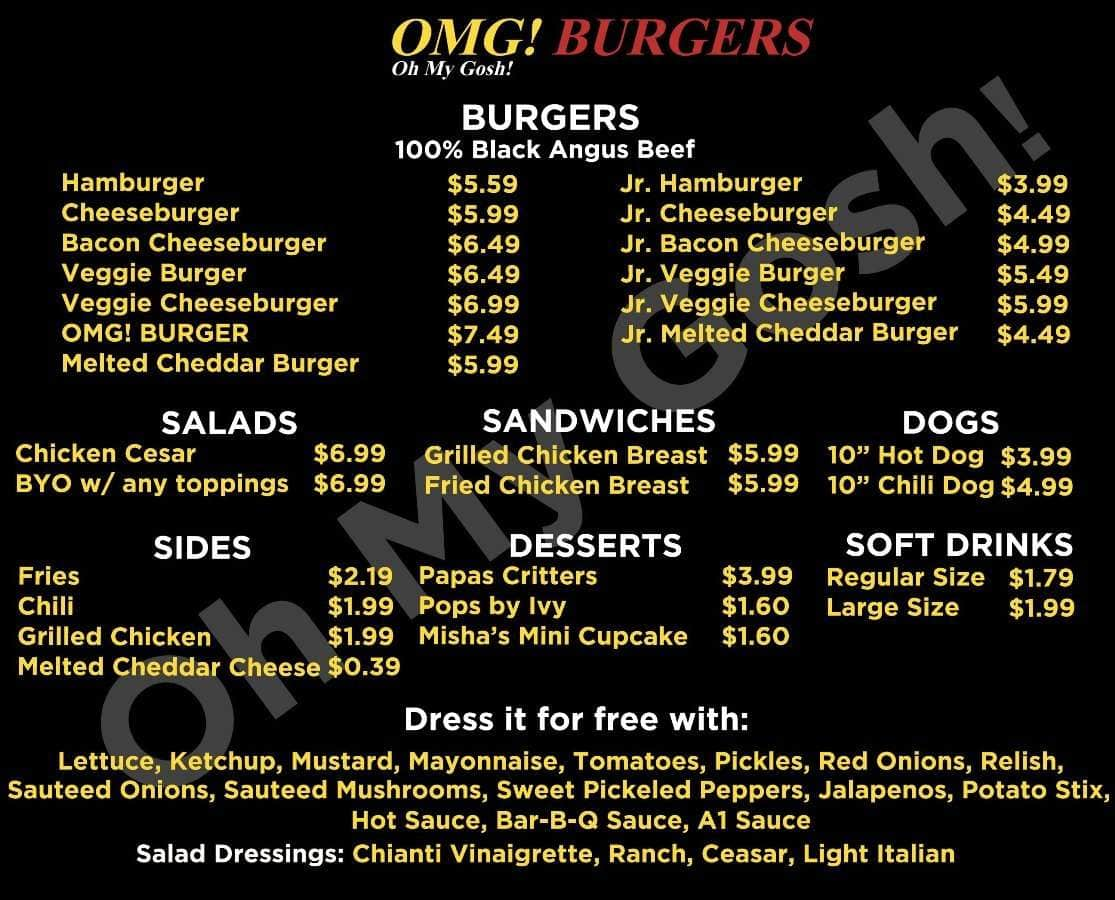 OMG! Burgers Menu, Menu for OMG! Burgers, South Miami, Miami ...