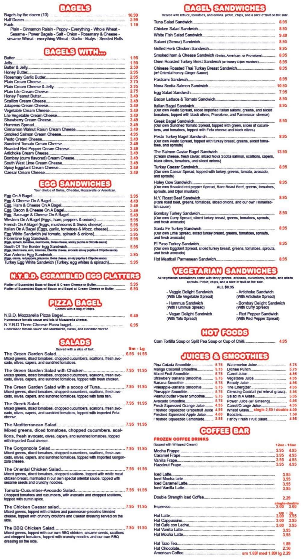 New York Bagel Deli Menu, Menu for New York Bagel Deli, Downtown Miami, Miami Urbanspoon/Zomato