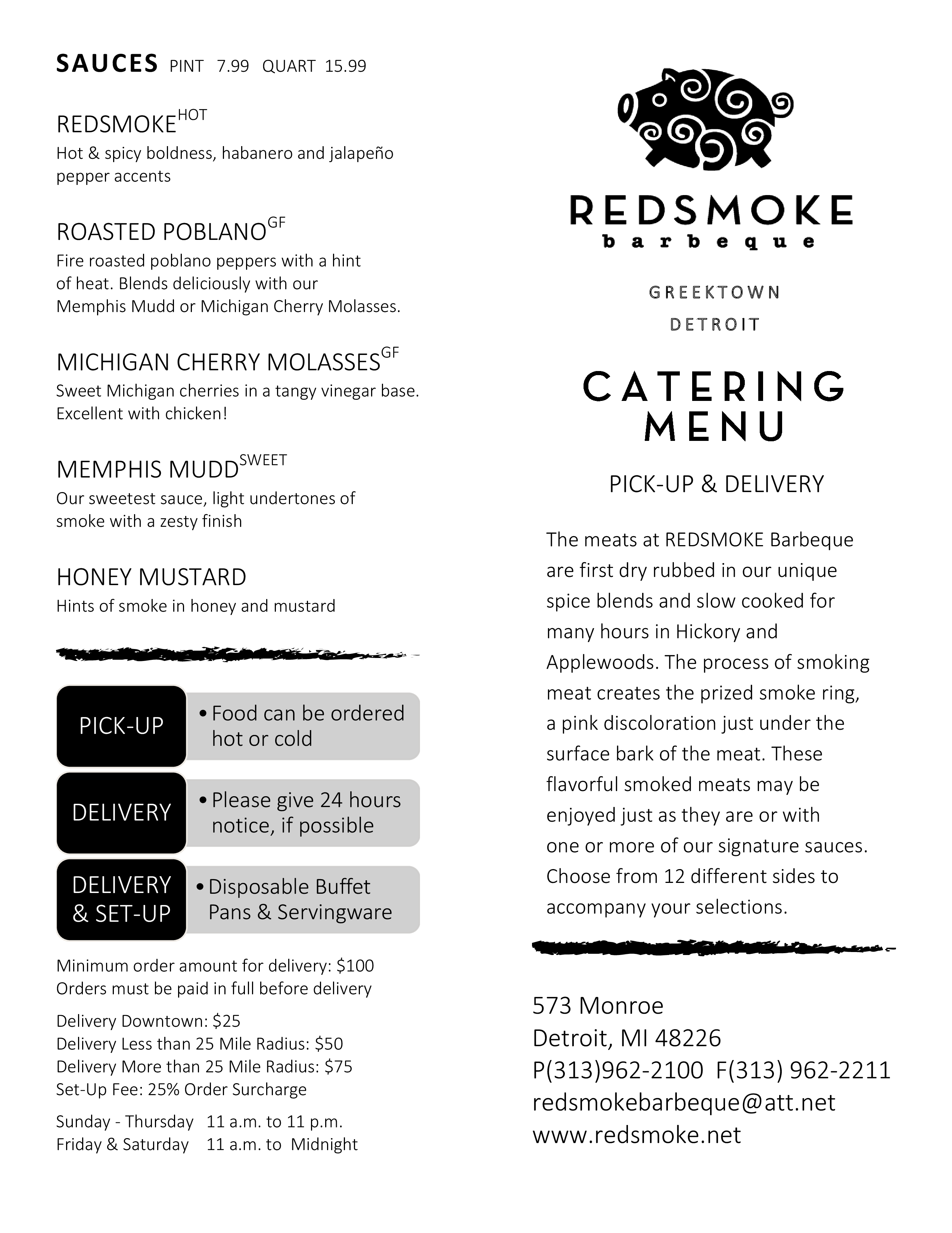 Red Smoke Barbecue Menu, Menu de Red Smoke Barbecue, Downtown, Detroit