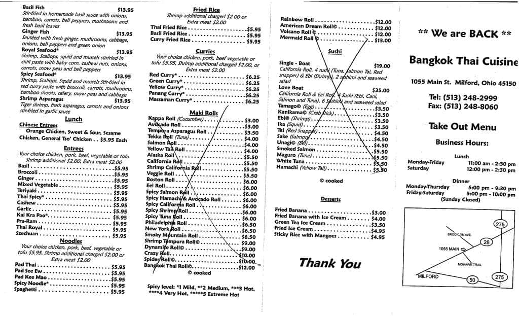 Tong's Thai Menu, Menu for Tong's Thai, Milford, Cincinnati