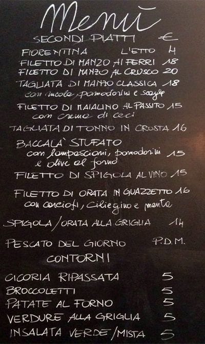 Menu di Osteria Boncompagni 