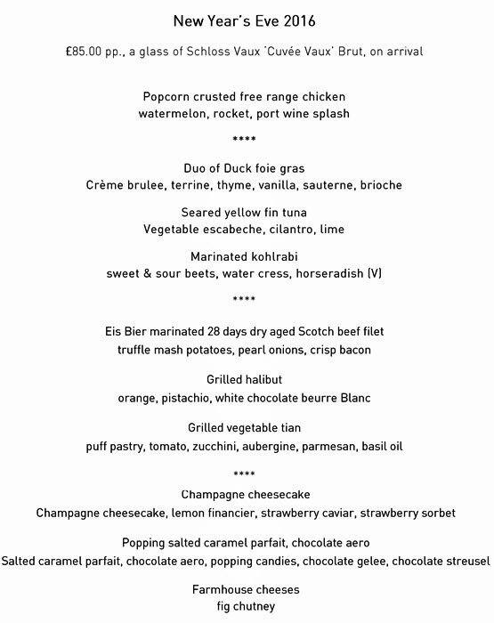 Menu at German Gymnasium Restaurant, London