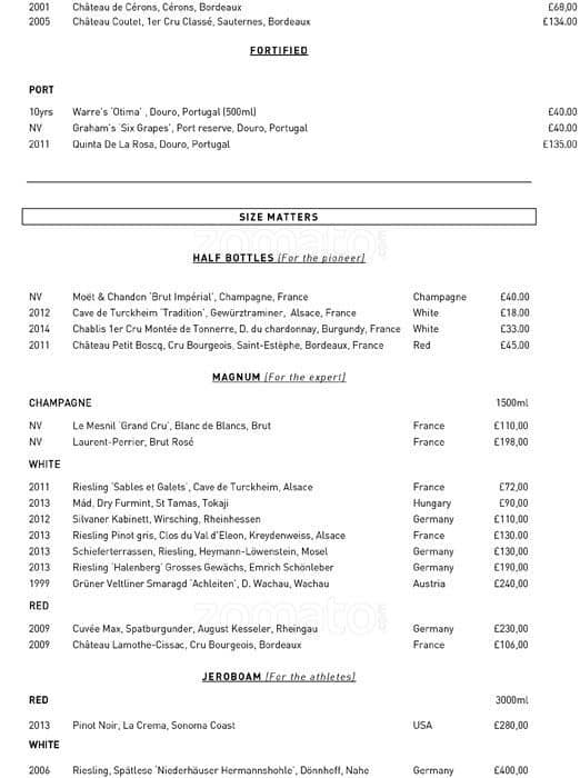 Menu at German Gymnasium Restaurant, London