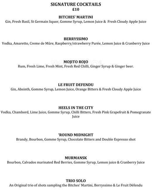 Crib De Rib Menu Menu For Crib De Rib South Kensington London