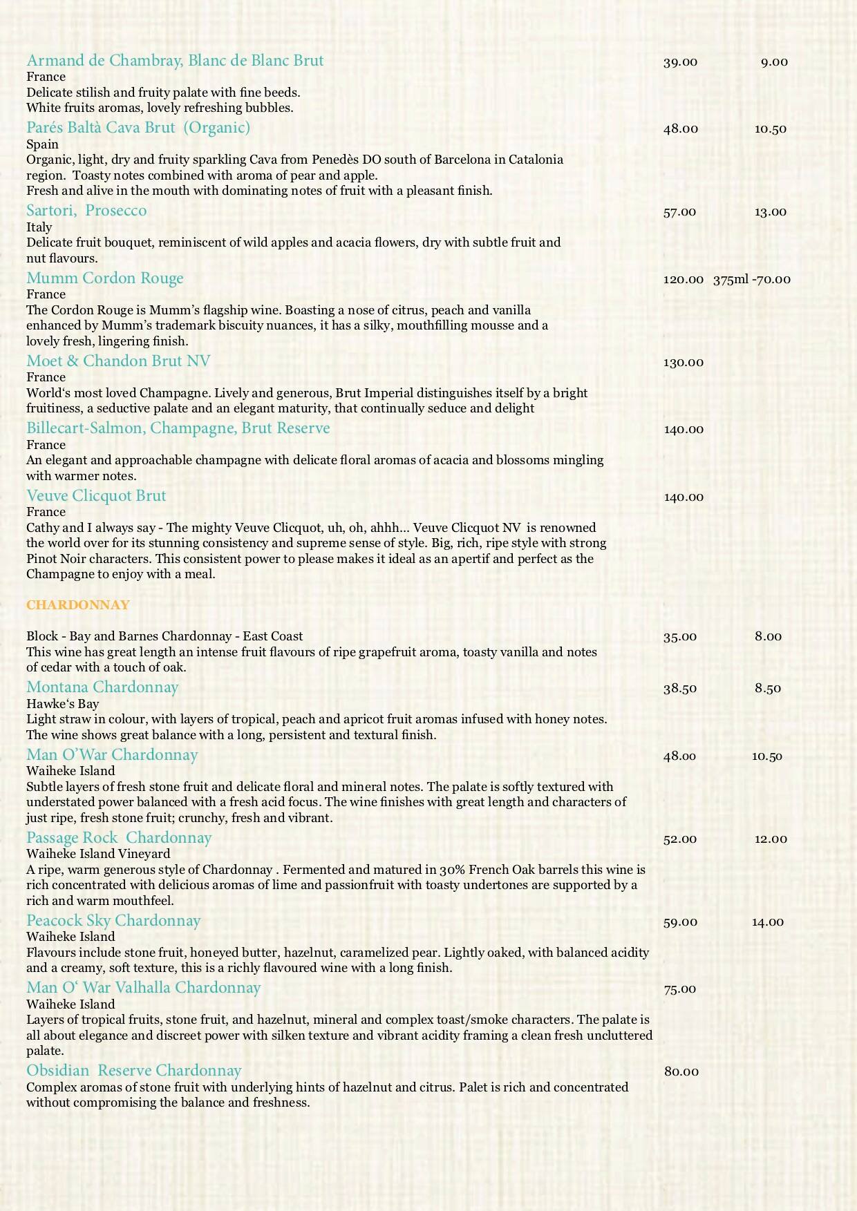 Menu at Vino Vino Restaurant & Bar, Auckland