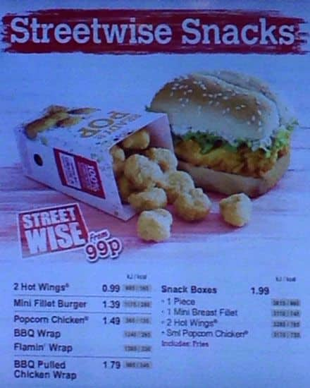 kfc drinks prices