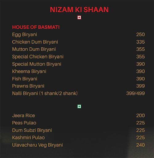 Menu at Tabla Kothapet, Hyderabad, Six Mall