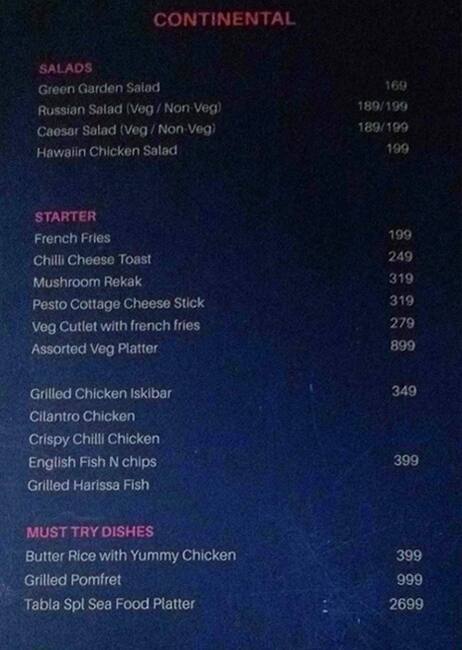 Tabla menu