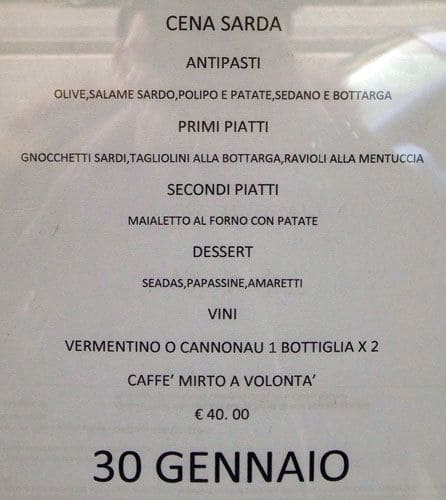 Menu at Ristorante La Bicocca, Milan