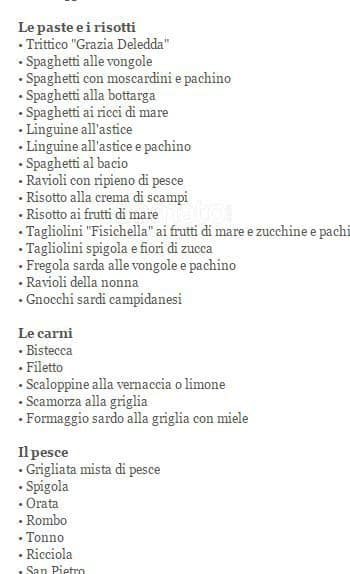 Menu di Ristorante Grazia Deledda 