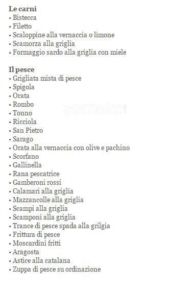 Menu di Ristorante Grazia Deledda 