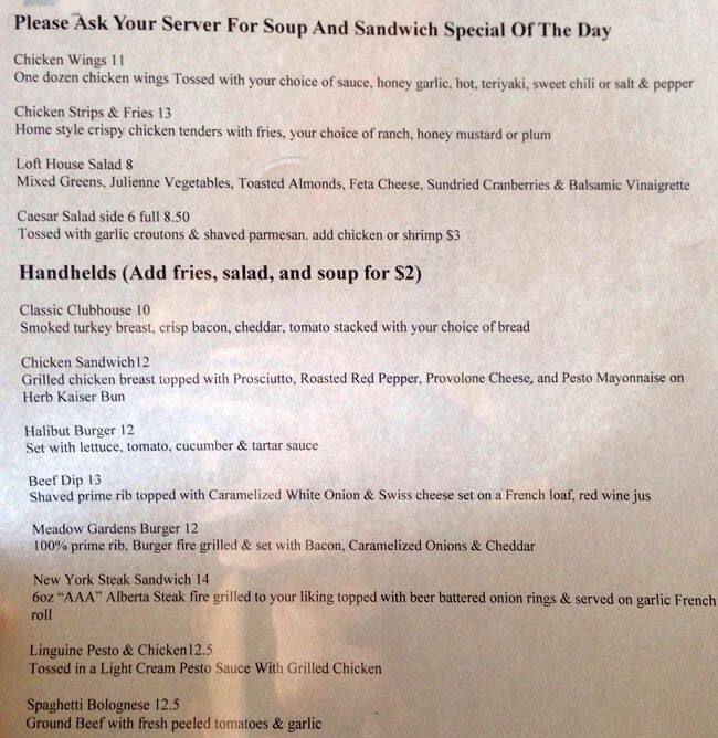 Wedge Bar & Grill menu