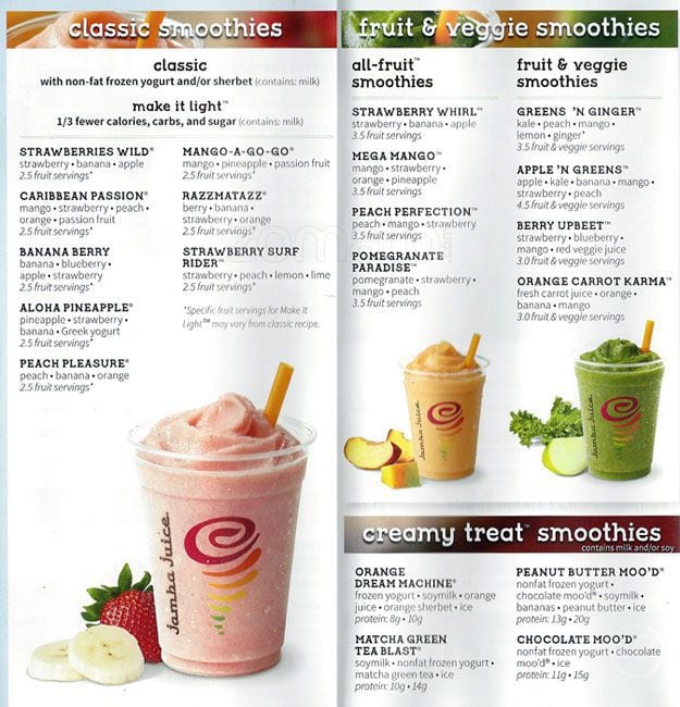  Jamba  Juice  Menu Menu for Jamba  Juice  Benicia Benicia 