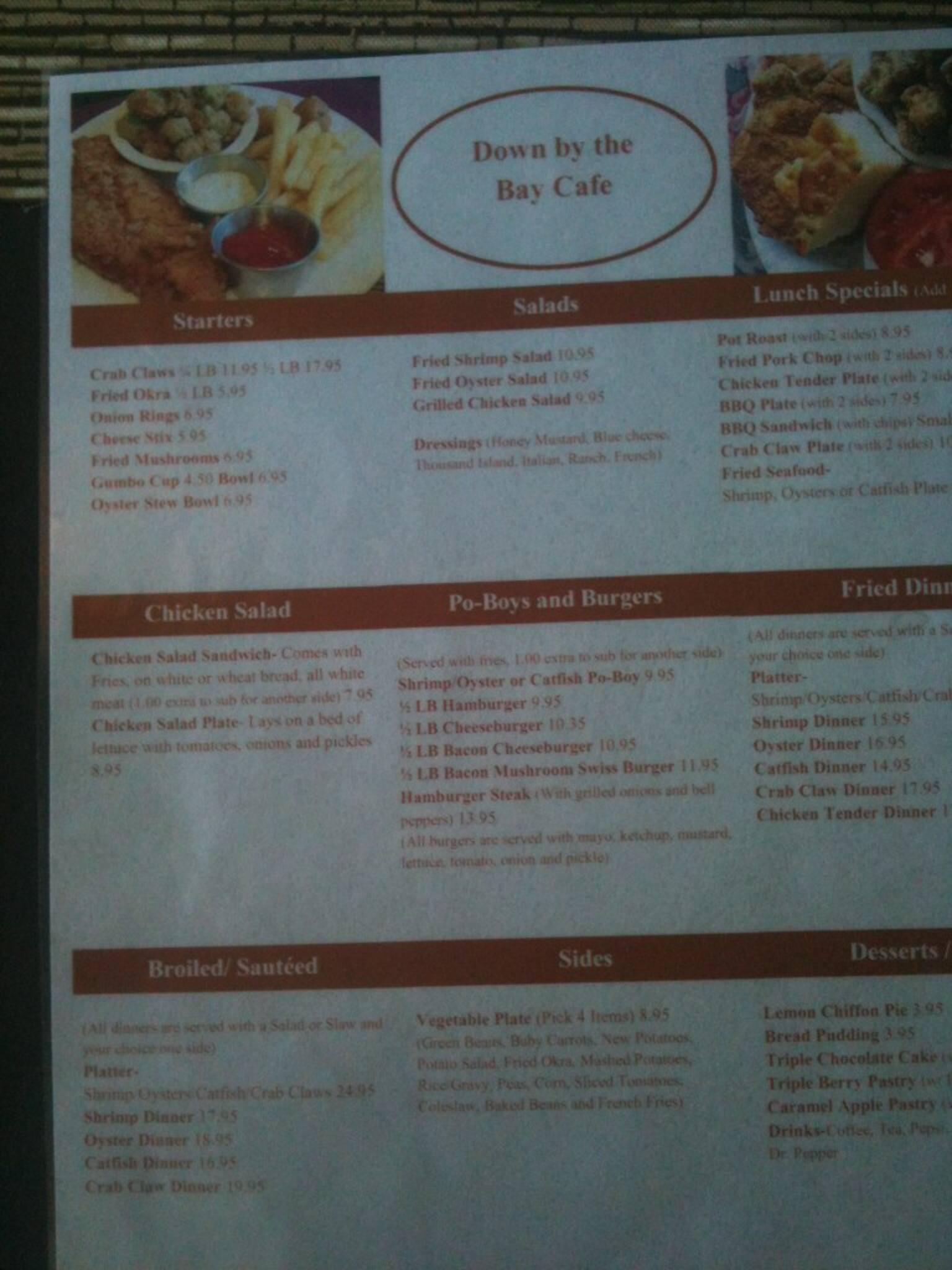 Menu at Down By The Bay Cafe, Fairhope