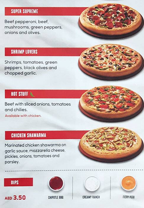 Pizza hot deals menu