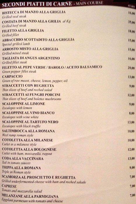 Menu di Trattoria Pizzeria Da Armando 