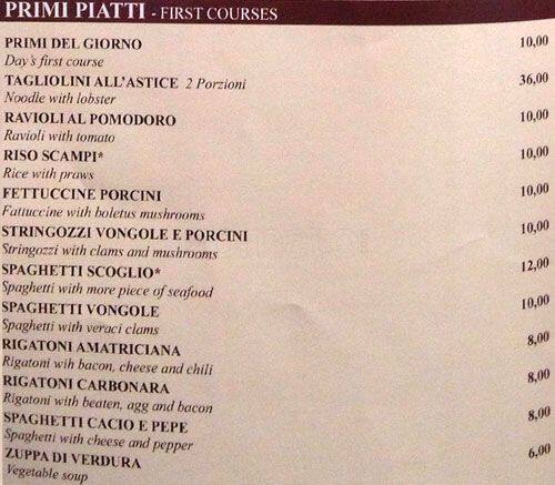 Menu di Trattoria Pizzeria Da Armando 