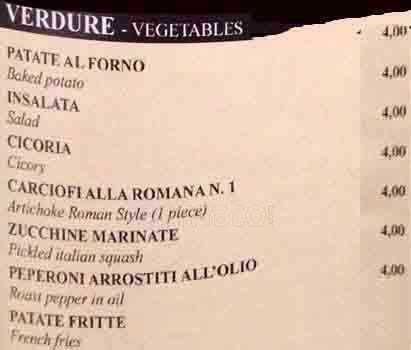 Menu di Trattoria Pizzeria Da Armando 