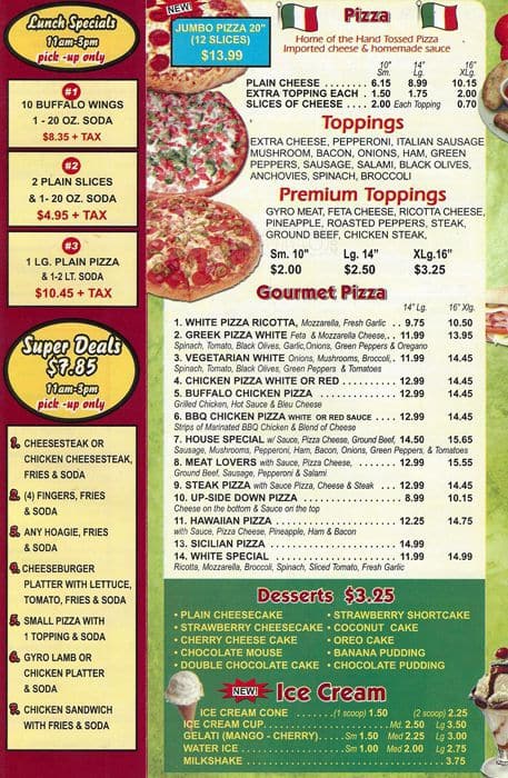 Menu at Mr Wings pizzeria, Brookhaven