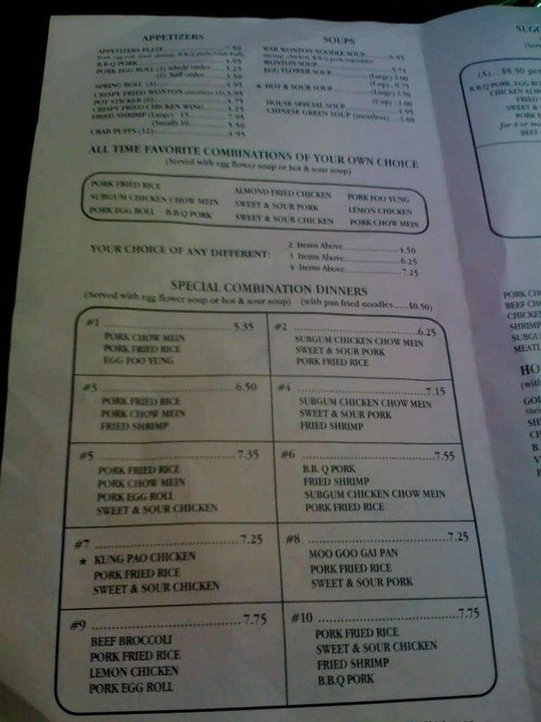 Menu at Golden Fountain restaurant, Pendleton, 437 S Main St