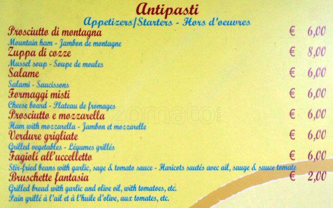 Menu de il piatto