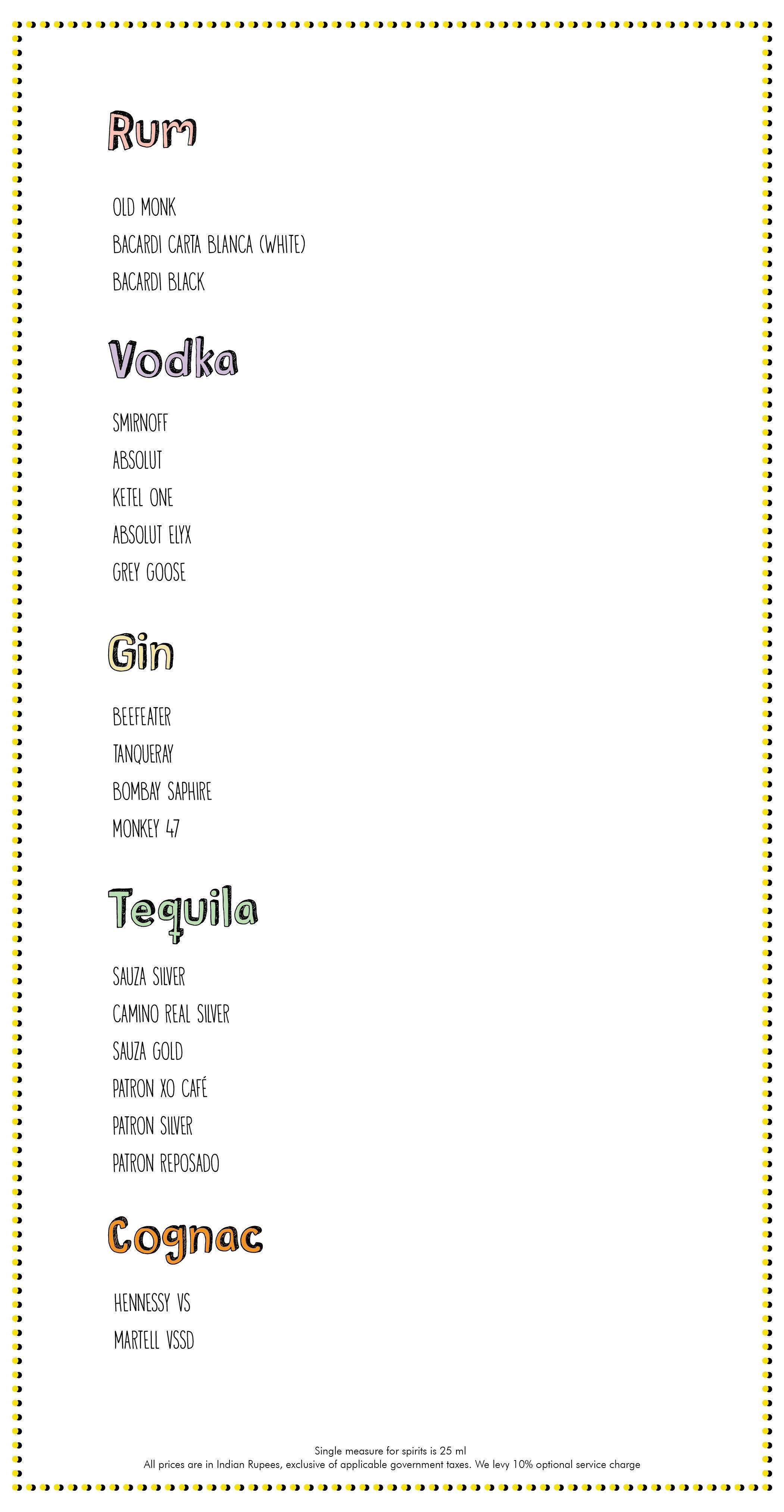 Farzi Cafe, Lucknow menu