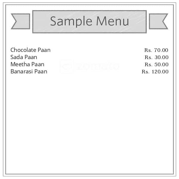 Menu of Ram Ji Paan, Vikaspuri, New Delhi