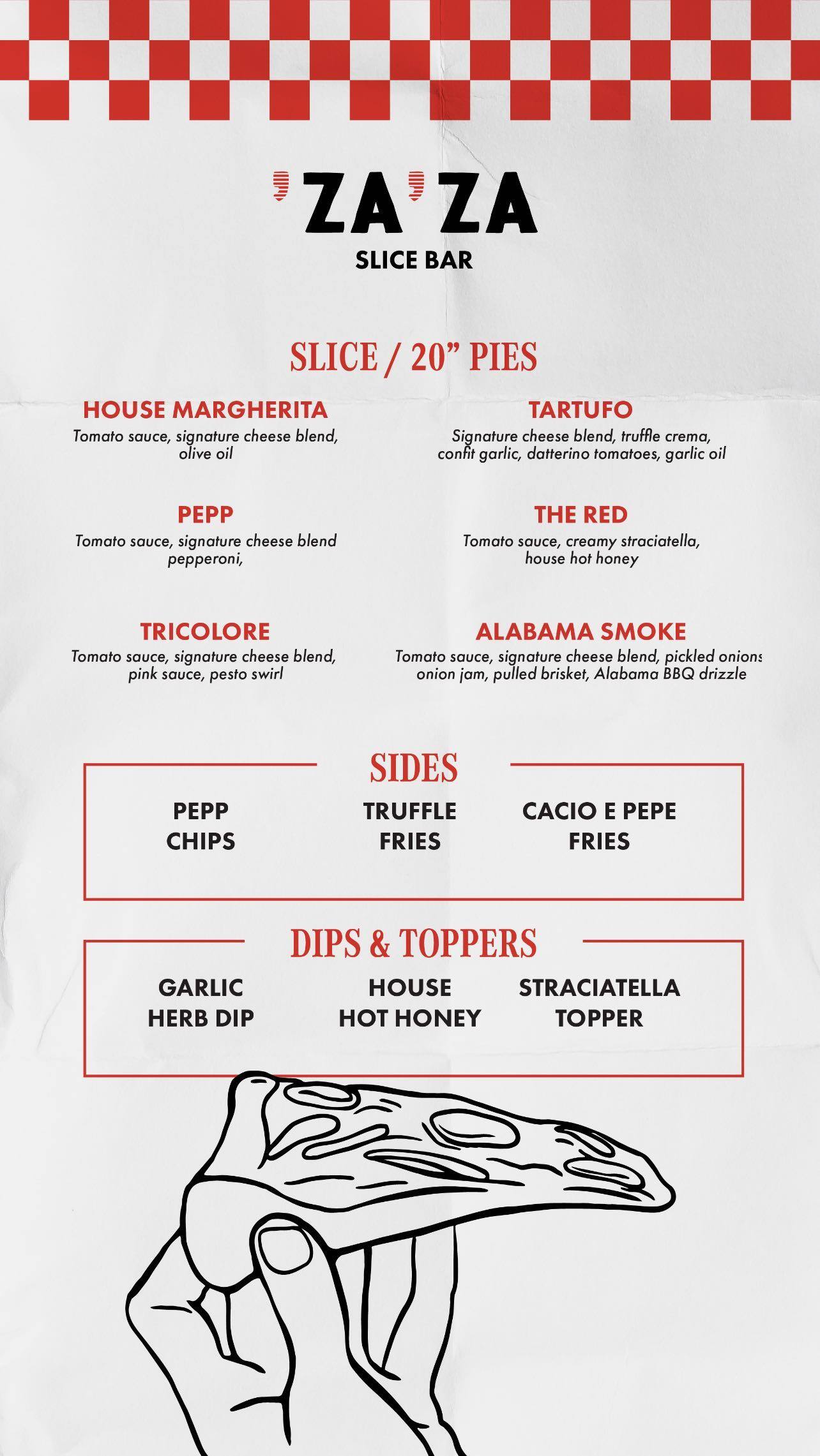 Menu of Za Za Slice, Al Satwa, Dubai