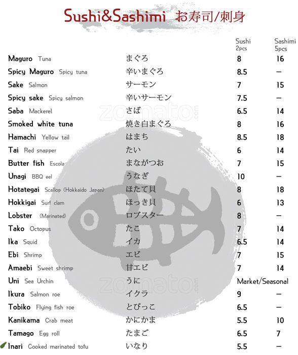 Daio Japanese Restaurant menu