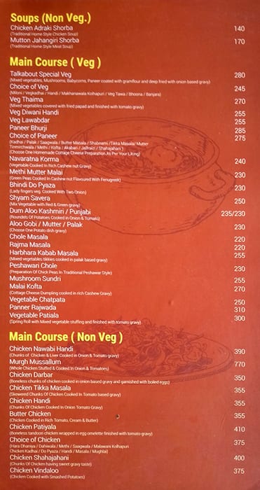 Talk About Multi Cuisine Restaurant and Bar menu