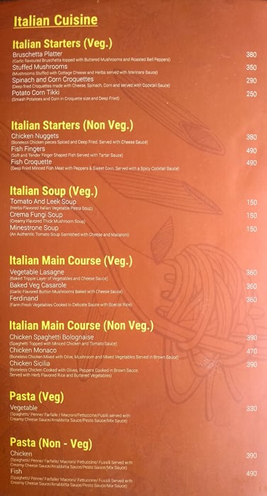 Talk About Multi Cuisine Restaurant and Bar menu