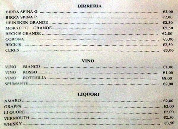 Menu di Bar Caffetteria da Marco 