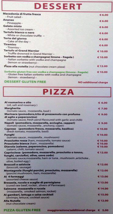 Menu di Wine bar ristorante 