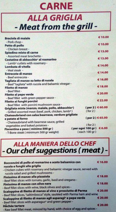 Menu di Wine bar ristorante 