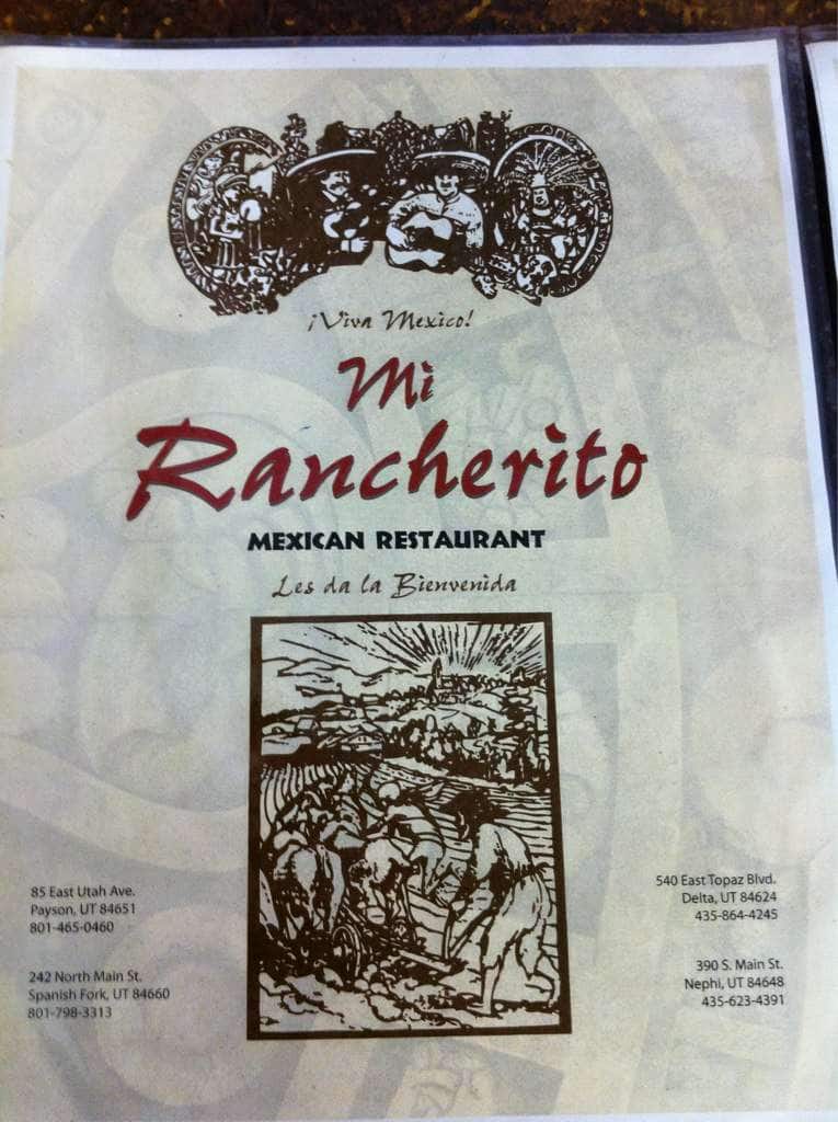 Menu at Erazo Mexican Restaurant, Spanish Fork