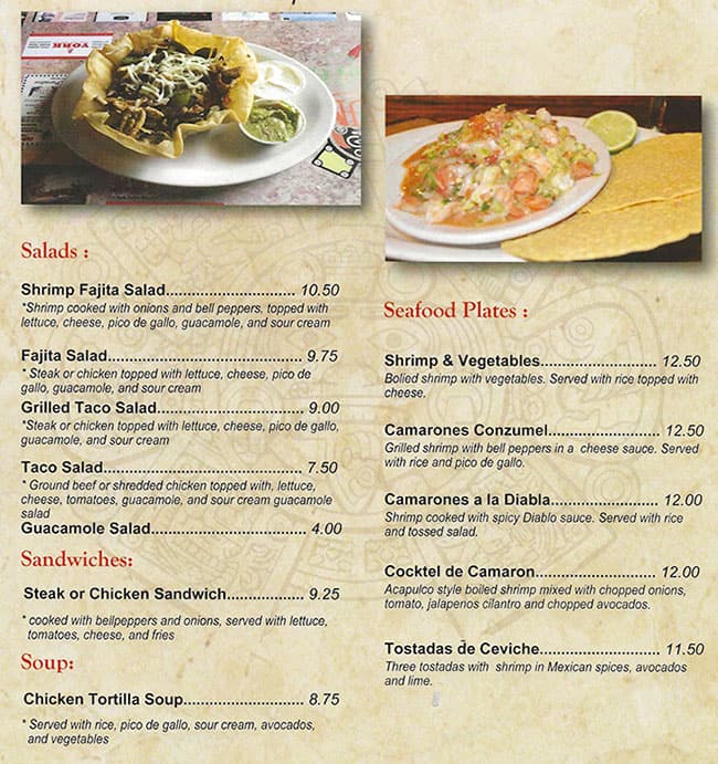 Menu At Cozumel Mexican Grill Restaurant, Loxley