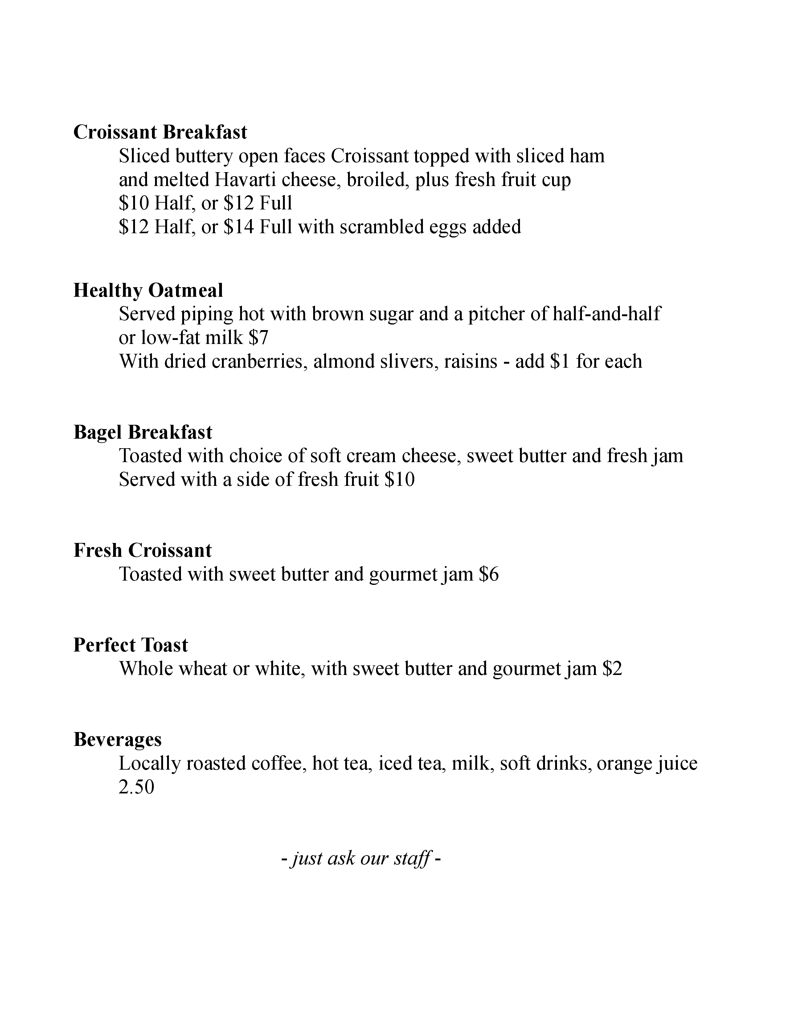 Menu at White House in Yakima cafe, Yakima
