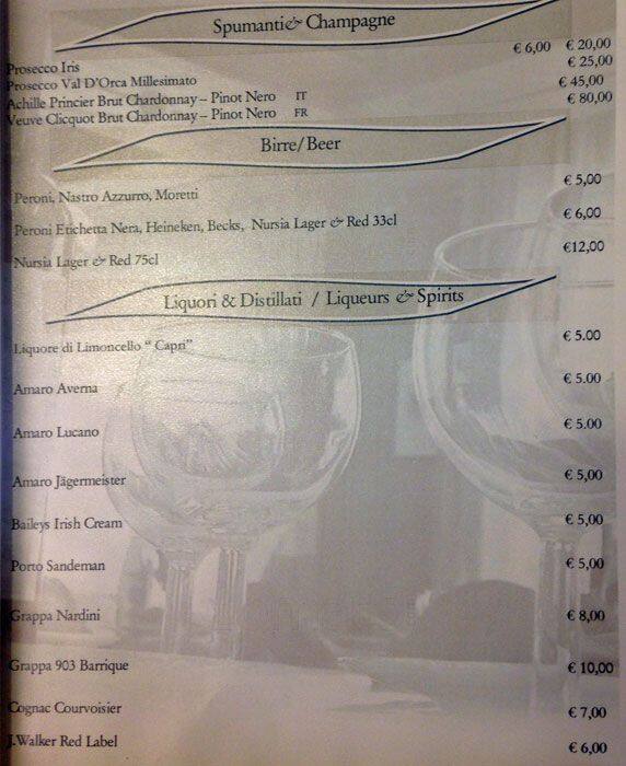Menu di Cardinal Moran 