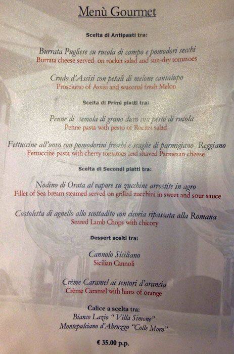 Menu di Cardinal Moran 