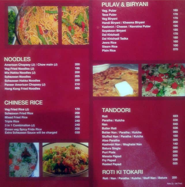 Sai Krupa Veg Restaurant menu