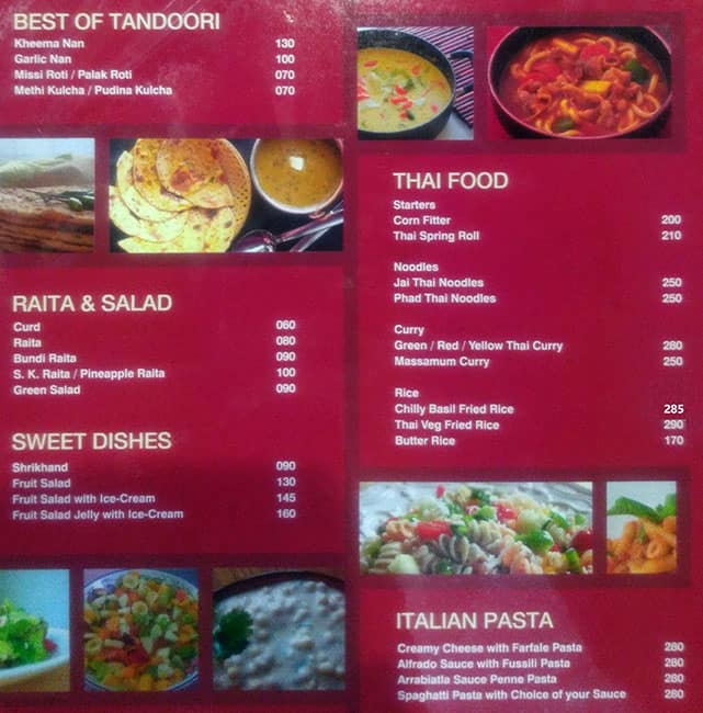 Sai Krupa Veg Restaurant menu